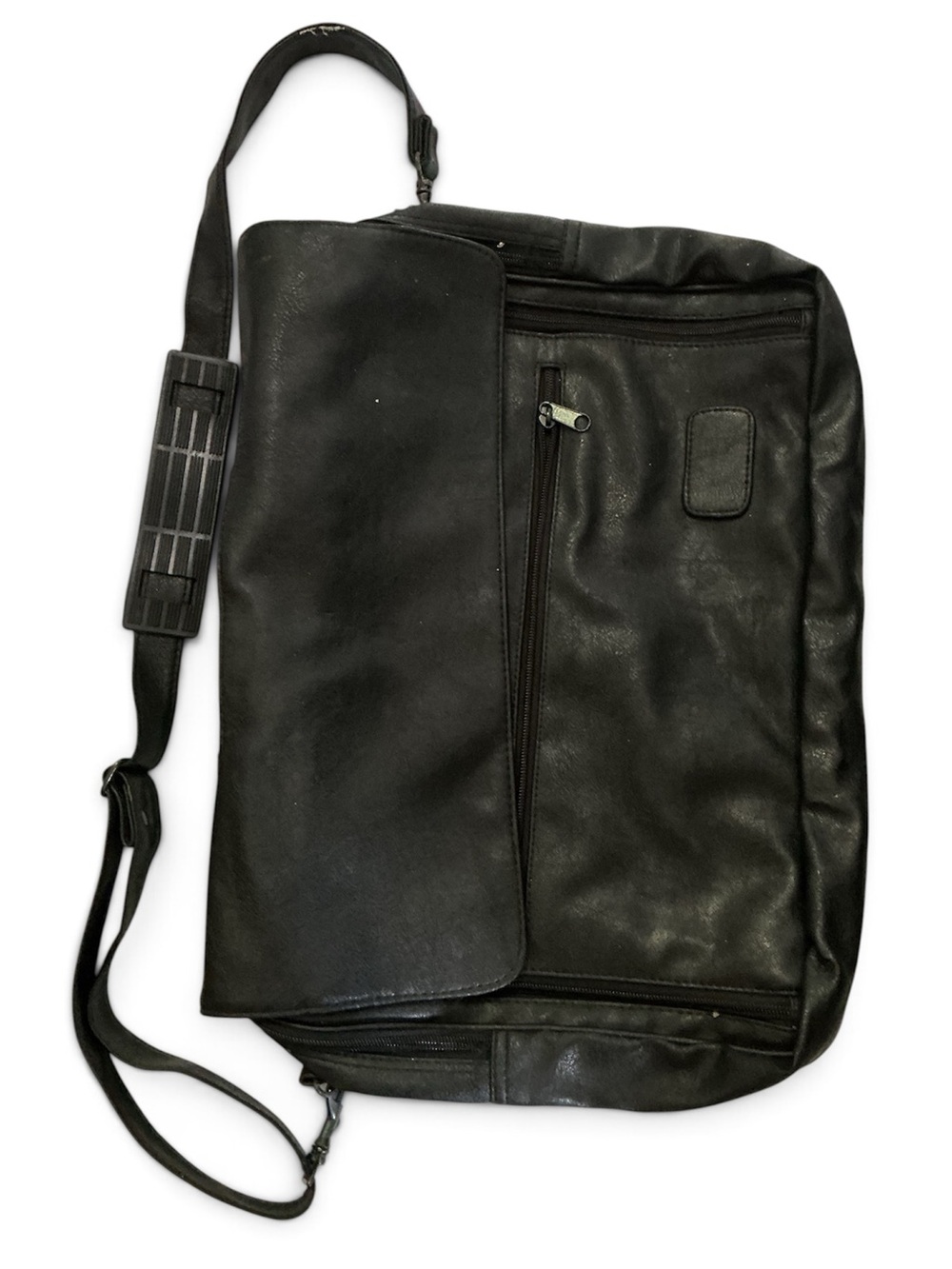 Men's Black Leather Messenger Bag - Classic Carry Computer Bag